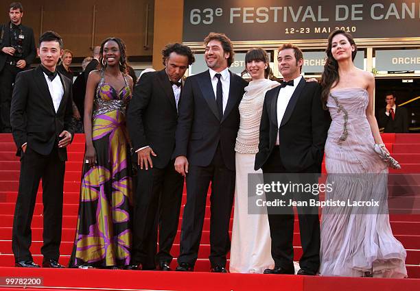 Diaryatou Daff, Alejandro Gonzalez Inarritu, Javier Bardem, Maricel Alvarez, Eduard Fernadez and Martina Garcia attend the premiere of "Biutiful"...