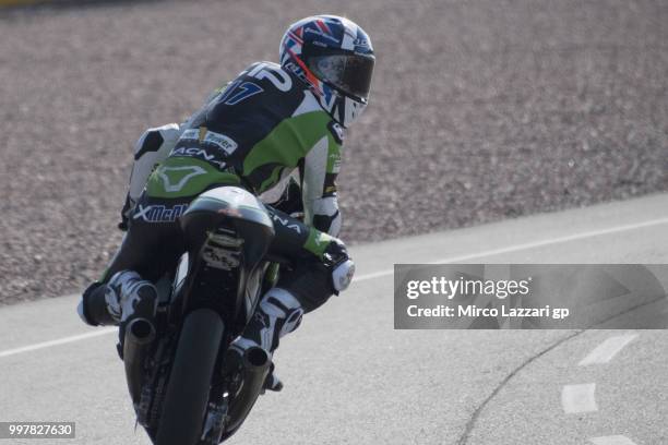 John McPhee of Great Britain and CIP Green Power looks back and starts from box during the MotoGp of Germany - Free Practice at Sachsenring Circuit...