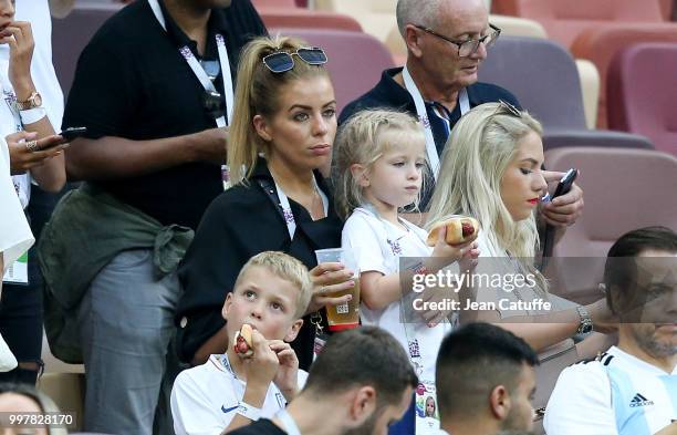 Rebecca Burnett, wife of Jordan Henderson of England and their kids attend the 2018 FIFA World Cup Russia Semi Final match between England and...