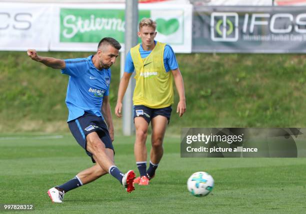 Hertha's Vedad Ibisevic in action during a training session in Schladming, Austria, 31 July 2017. Photo: Expa/Martin Huber/APA/DPA/EXPA/MARTIN HUBER