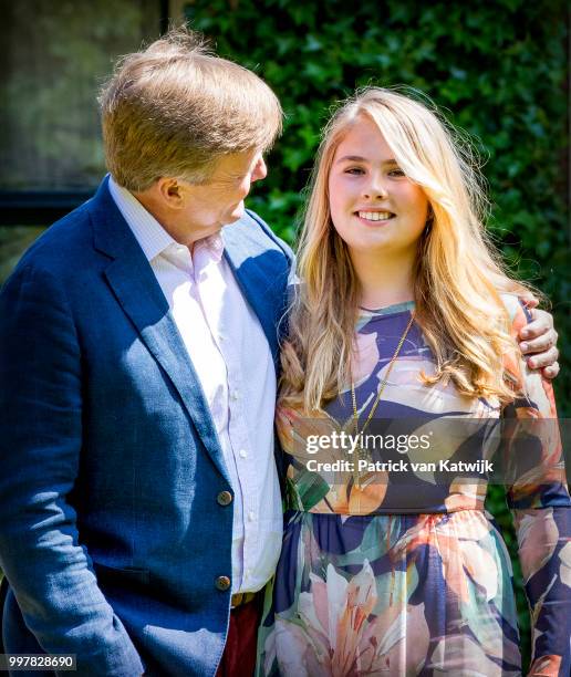 King Willem-Alexander of The Netherlands and Princess Amalia of The Netherlands on July 13, 2018 in Wassenaar, Netherlands.