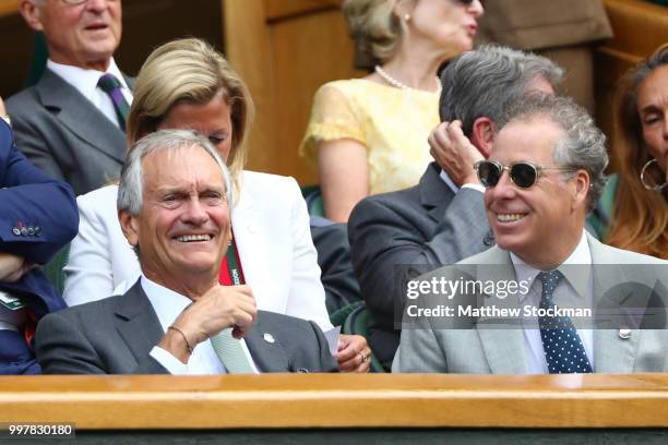 Charles Delevigne and David Armstrong-Jones, Earl of Snowdon, attends day eleven of the Wimbledon Lawn Tennis Championships at All England Lawn...