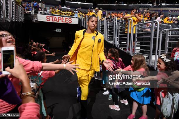 Candace Parker of the Los Angeles Sparks before the game against the Dallas Wings on July 12, 2018 at STAPLES Center in Los Angeles, California. NOTE...