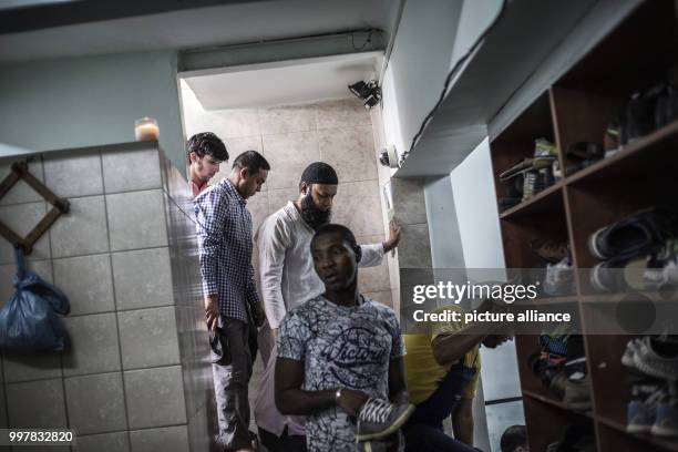 Muslims are entering the provisonal mosque Masjid Dar Ul Aman in Athens, Greece, 6 July 2017. The first mosque in the capital of Greece is still...