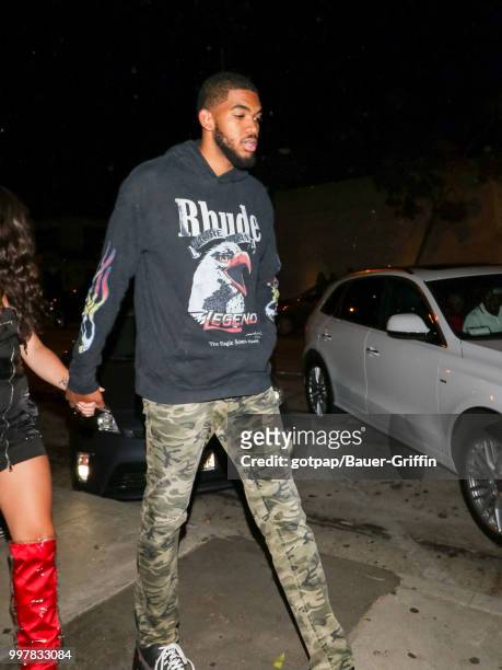 Karl-Anthony Towns is seen on July 12, 2018 in Los Angeles, California.