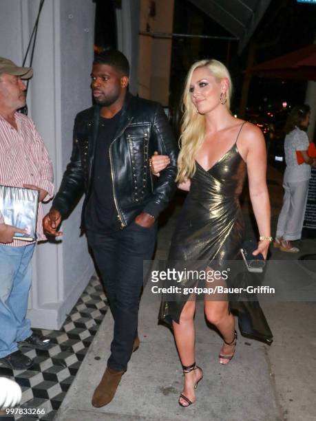Lindsey Vonn and P.K. Subban are seen on July 12, 2018 in Los Angeles, California.