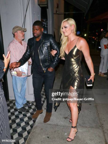 Lindsey Vonn and P.K. Subban are seen on July 12, 2018 in Los Angeles, California.