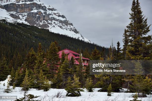 simpson's num-ti-jah lodge hidden in the evergreens - ti fotografías e imágenes de stock