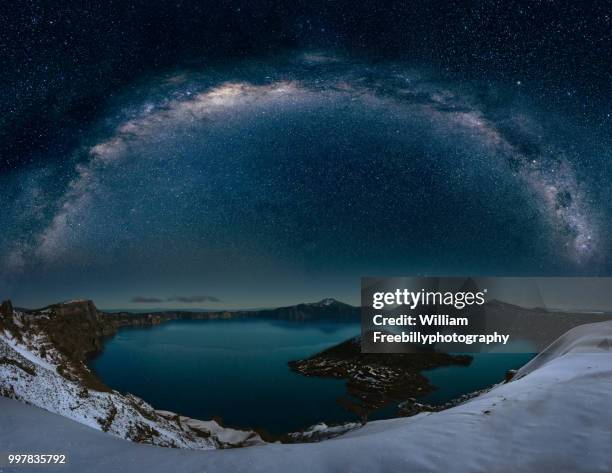 crater lake with milkyway - william moon stock pictures, royalty-free photos & images