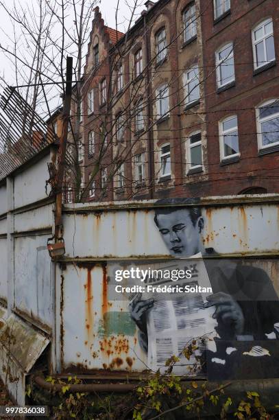 Mural painting and graffitis in the shipyards of Gdansk. Former workshops of the shipyards of Gdansk on October 14, 2015 in Gdansk, Poland.