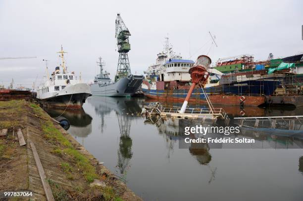 The shipyards of Gdansk. Former workshops of the shipyards of Gdansk on October 14, 2015 in Gdansk, Poland.