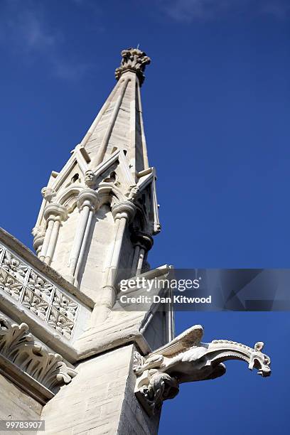 Newly completed gargoyles hang over Westminster Abbey's Chapter House on April 14, 2010 in London, England. Built in the 1250's Chapter House is one...