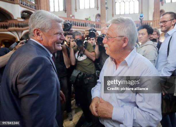 July 2018, Berlin, Germany: The first death anniversary of Nobel Peace Prize recipient Liu Xiaobo sees former federal president Joachim Gauck and...