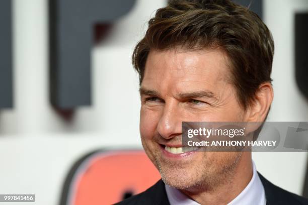 Actor Tom Cruise arrives for the UK premiere of the film Mission: Impossible - Fallout in London on July 13, 2018.