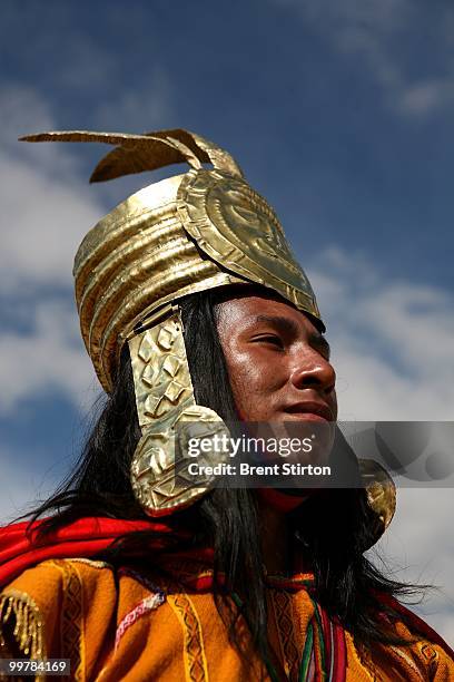 Image of a participant in the Inti Raymi festival in Cuzco, Peru, June 24, 2007. The Inti Raymi festival is the most spectacular Andean festival with...