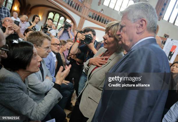 July 2018, Berlin, Germany: The first death anniversary of Nobel Peace Prize recipient Liu Xiaobo sees former federal president Joachim Gauck, his...