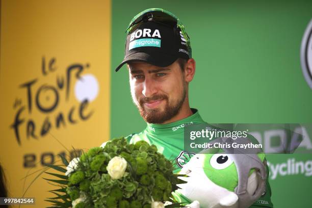 Podium / Peter Sagan of Slovakia and Team Bora Hansgrohe Green Sprint Jersey Celebration / during the 105th Tour de France 2018, Stage 7 a 231km...