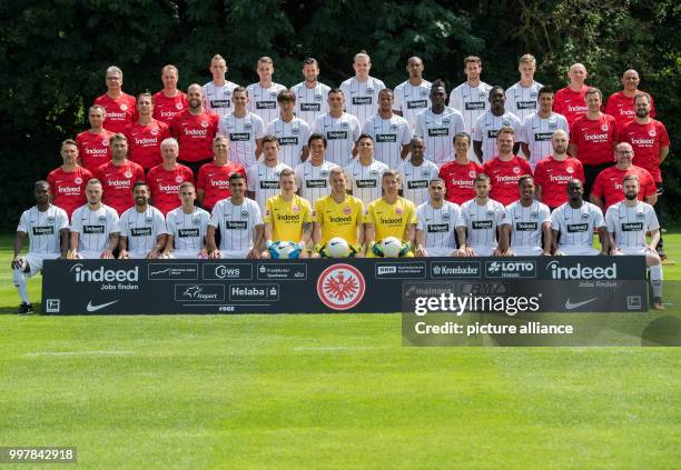 Eintracht Frankfurt's soccer team is posing for the teamfoto in Frankfurt am Main, Germany, 4 August 2017. Rainer Falkenhain , Christoph Preuss ,...