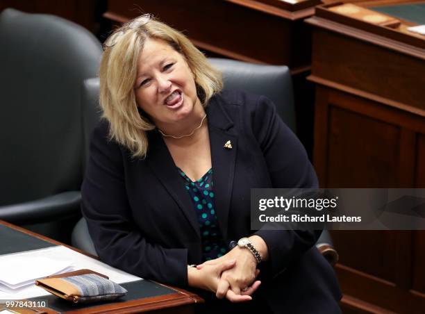 Ontario Education Minister Lisa Thompson is seen in her seat in the Legislature. Ontario's Lieutenant-Governor Elizabeth Dowdeswell Thursday read the...