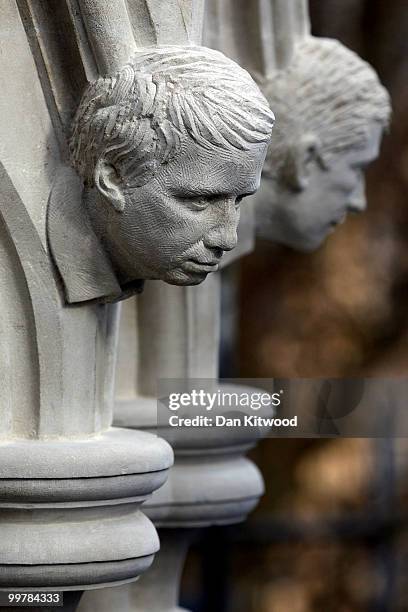 Finished gargoyles adorn the top of the nearly completed Chapter House at Westminster Abbey on April 14, 2010 in London, England. Built in the 1250's...