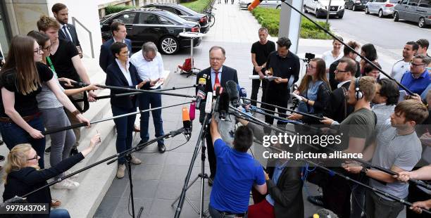 Dpatop - The Premier of Lower Saxony, Stephan Weil, speaking to the media during a press conference in front of the State Chancellery in Hanover,...