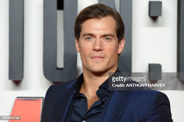 British actor Henry Cavill arrives for the UK premiere of the film Mission: Impossible - Fallout in London on July 13, 2018.