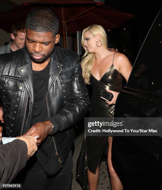 Lindsey Vonn and PK Subban are seen on July 12, 2018 in Los Angeles, California.