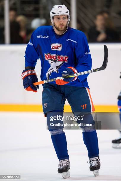 Leon Draisatl, NHL-star and German international, in action during the training with the "Koelner" Haie in Cologne, Germany, 4 August 2017. The...