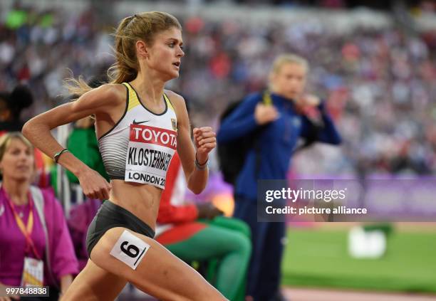 Germany's Konstanze KLosterhafen during the 1500 m Womens Running semi-finale of the IAAF World Championships in London, Great Britain, 5 August...