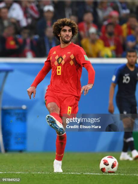 Marouane Fellaini of Belgium in action during the 2018 FIFA World Cup Russia Semi Final match between Belgium and France at Saint Petersburg Stadium...