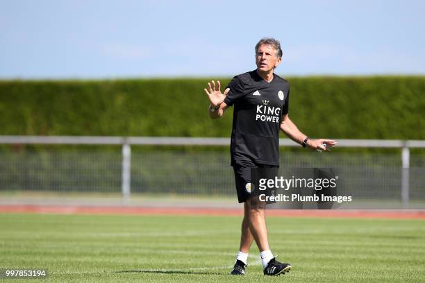Manager Claude Puel during the Leicester City pre-season training camp on July 13 , 2018 in Evian, France.