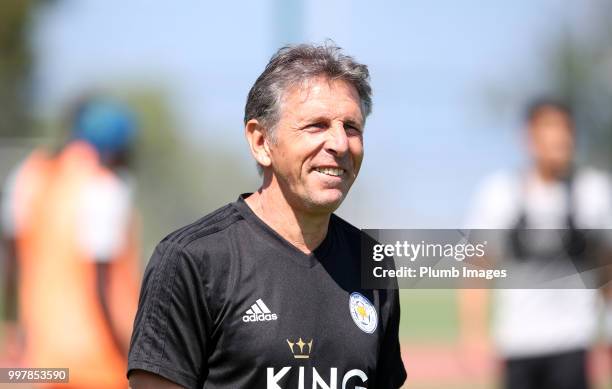 Manager Claude Puel during the Leicester City pre-season training camp on July 13 , 2018 in Evian, France.