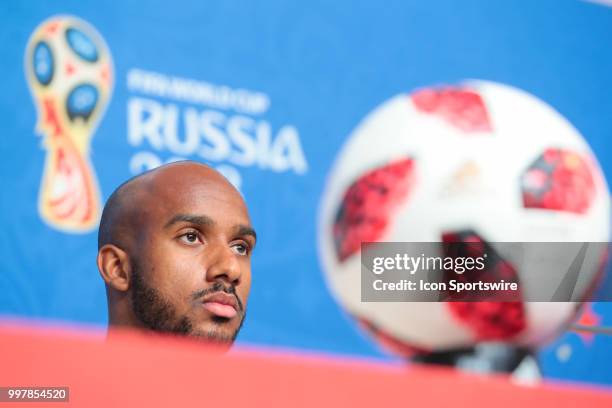 Defender Fabian Delph of England National team during pre-match press conference between Belgium and England at the FIFA World Cup 2018 at the Saint...