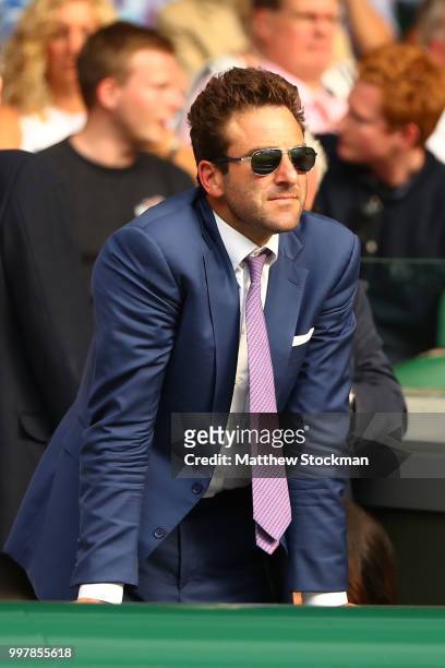 Justin Gimelstob attends day eleven of the Wimbledon Lawn Tennis Championships at All England Lawn Tennis and Croquet Club on July 13, 2018 in...