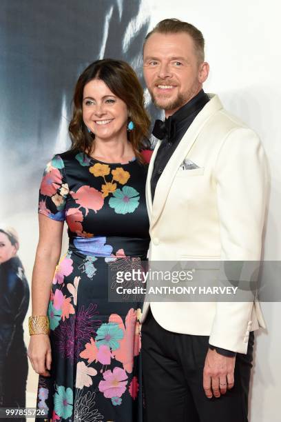 British actor Simon Pegg and his wife Maureen arrive for the UK premiere of the film Mission: Impossible - Fallout in London on July 13, 2018.