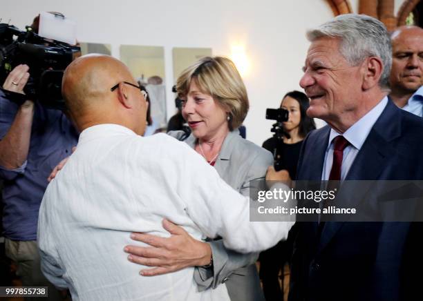 July 2018, Berlin, Germany: The first death anniversary of Nobel Peace Prize recipient Liu Xiaobo sees former federal president Joachim Gauck and his...