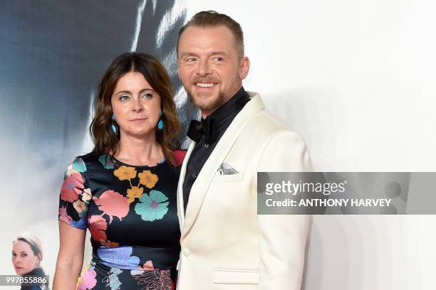 British actor Simon Pegg and his wife Maureen arrive for the UK premiere of the film Mission: Impossible - Fallout in London on July 13, 2018.