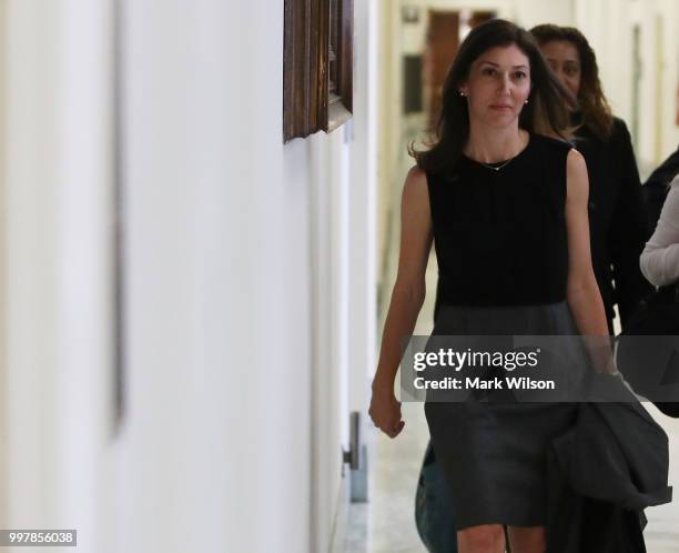 Former FBI Lawyer Lisa Page walks to a House Judiciary Committee closed door meeting in the Rayburn House Office Building, on July 13, 2018 in...