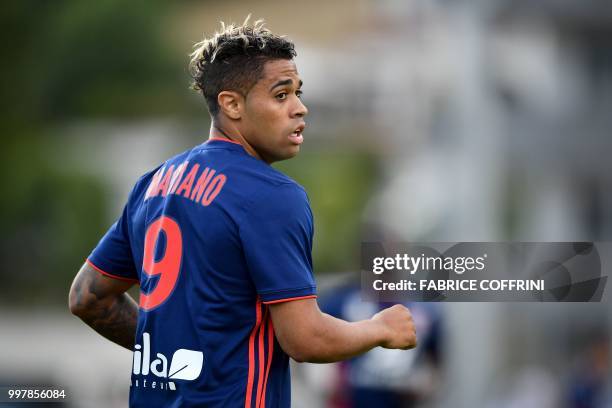 Lyon's Spanish forward Mariano Diaz looks on during the friendly football match between FC Sion and Olympique Lyonnais on July 13, 2018 at the St...