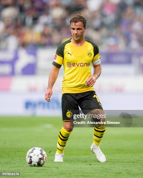 Mario Goetze of Borussia Dortmund in action during a friendly match against Austria Wien at the Generali Arena on July 13, 2018 in Vienna, Austria.