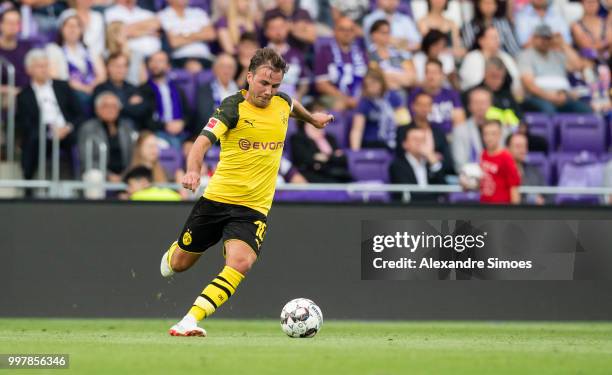 Mario Goetze of Borussia Dortmund in action during a friendly match against Austria Wien at the Generali Arena on July 13, 2018 in Vienna, Austria.