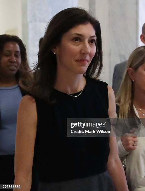 Former FBI Lawyer Lisa Page walks to a House Judiciary Committee closed door meeting in the Rayburn House Office Building, on July 13, 2018 in...