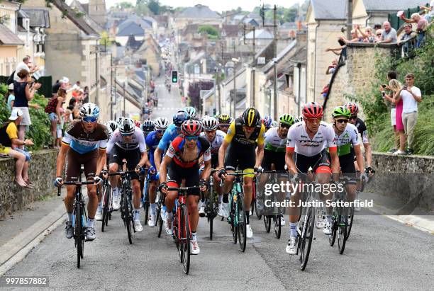 Oliver Naesen of Belgium and Team AG2R La Mondiale / Luke Rowe of Great Britain and Team Sky / Julian Alaphilippe of France and Team Quick-Step...