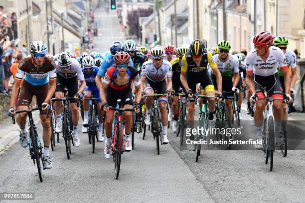 Oliver Naesen of Belgium and Team AG2R La Mondiale / Luke Rowe of Great Britain and Team Sky / Julian Alaphilippe of France and Team Quick-Step...