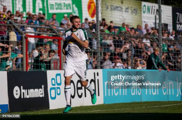 Christoph Kramer of Borussia Moenchengladbach celebrate his teams second goal during the preseason friendly match between VfB Luebeck and Borussia...