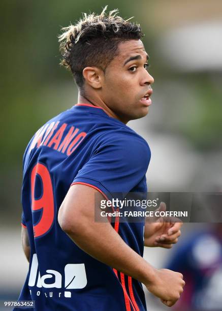 Lyon's Spanish forward Mariano Diaz looks on during the friendly football match between FC Sion and Olympique Lyonnais on July 13, 2018 at the St...