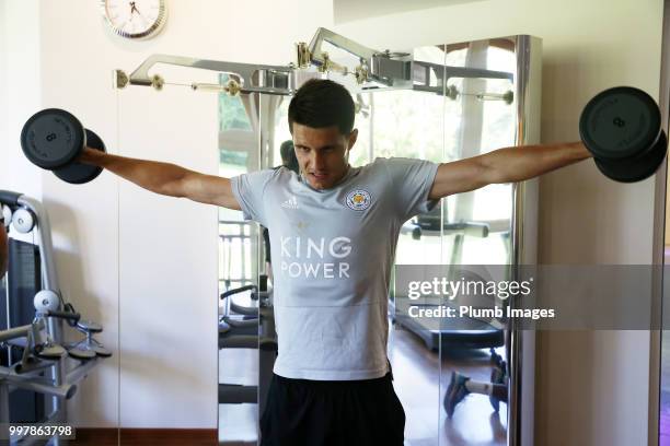 Bartosz Kaputska during the Leicester City pre-season training camp on July 13 , 2018 in Evian, France.