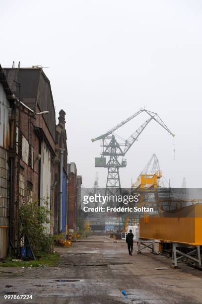 The shipyards of Gdansk. Former workshops of the shipyards of Gdansk on October 14, 2015 in Gdansk, Poland.