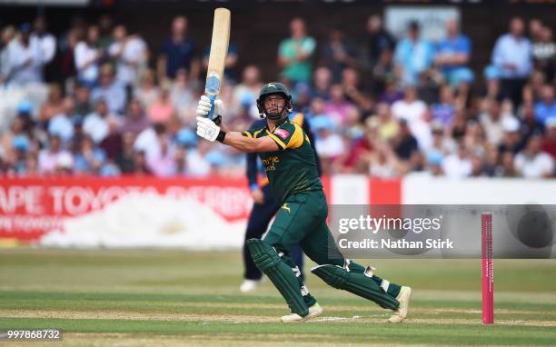 Steven Mullaney of Nottingham batting during the Vitality Blast match between Derbyshire Falcons and Notts Outlaws at The 3aaa County Ground on July...