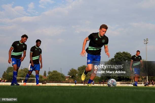 David Wheeler of Queens Park Rangers in action during the warm up during the Pre-Season Friendly between Staines Town and Queens Park Rangers at...